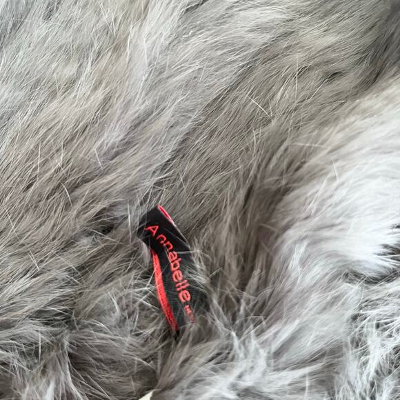 Annabelle New York Real Rabbit Fur Gray Infinity Scarf - Picture 4 of 6